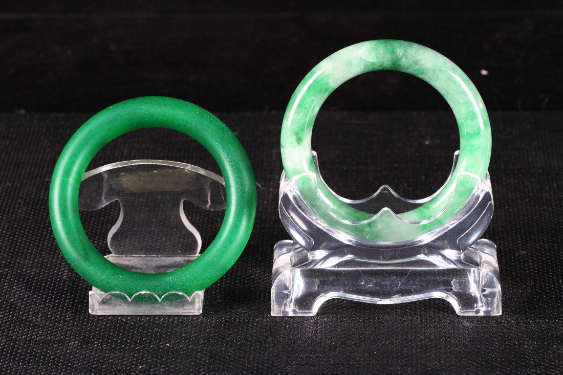[CHINESE]A PAIR OF JADE CARVED BANGLES W:2.8" (1 of 1)