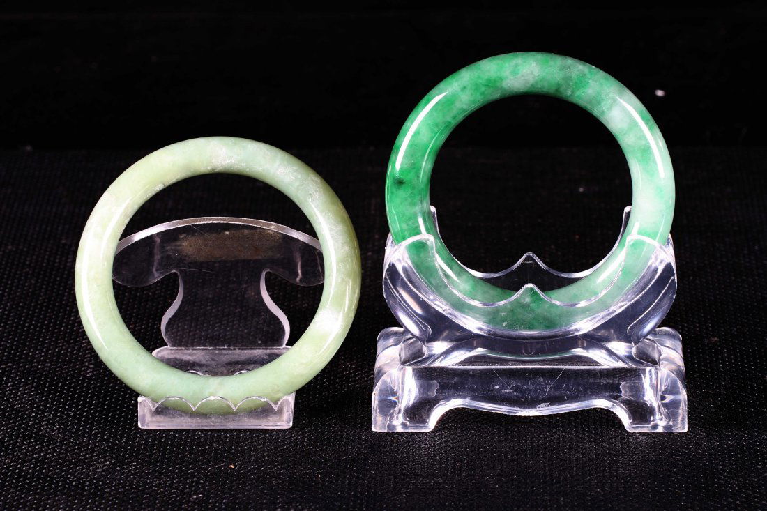 [CHINESE]A PAIR OF JADE CARVED BANGLES W:2.8" (1 of 1)