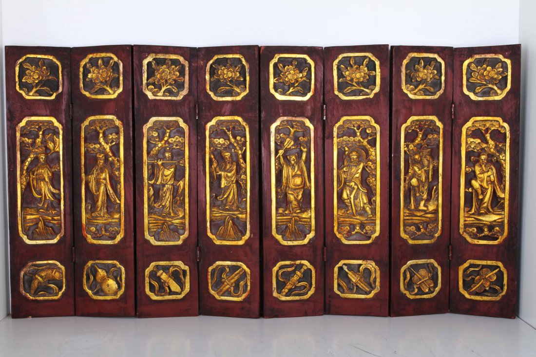 [CHINESE]A GILT WOOD CARVED TABLE SCREEN CARVED WITH (1 of 4)