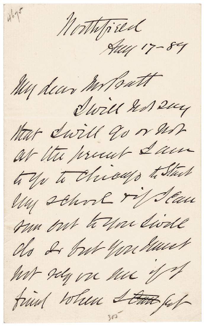 DWIGHT LYMAN D. L. MOODY Autograph Letter Signed (1 of 3)