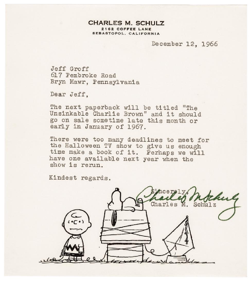 Cartoonist CHARLES M. SCHULZ Typed Letter Signed (1 of 5)