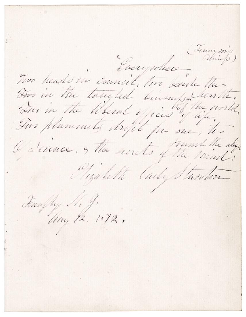 1872 ELIZABETH CADY STANTON Autograph Quotation (1 of 3)