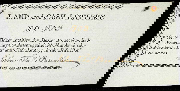 Colonial Lottery Ticket, c. 1790, DC, Land - Cash: Colonial LotteryRare c. 1790 District of Columbia “Land and Cash Lottery” c. 1790, District of Columbia, “Land and Cash Lottery,” Choice Crisp Uncirculated. A beautiful quality