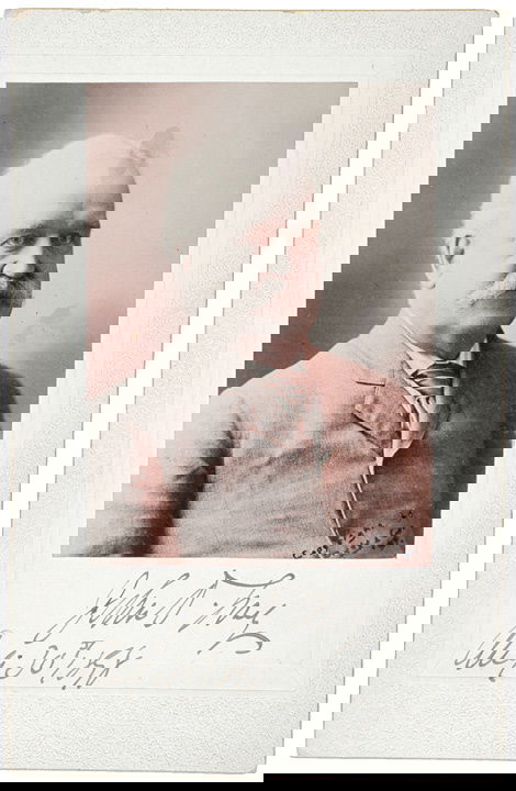 JOHN DAVIS LONG, Photograph Signed, 1898: AutographsJOHN DAVIS LONG, Massachusetts Congressman; William McKinley's Secretary of the Navy. Photograph Signed, "John D. Long" as Secretary of the Navy, August 10, 1898, 5” x 3.25", Choice Ve