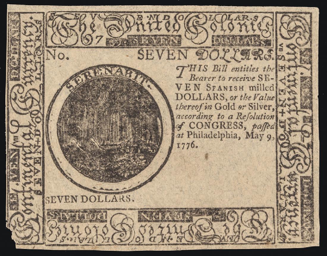 Continental Currency May 9, 1776 $7 Blue Detector (1 of 6)
