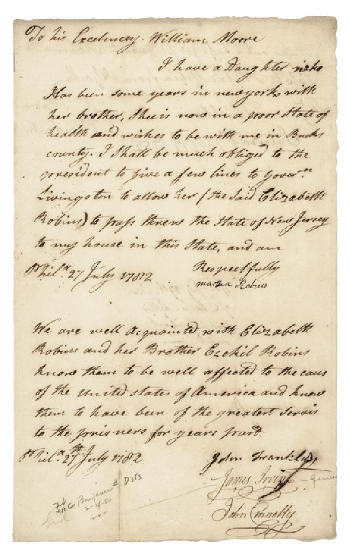 JAMES IRVINE Revolutionary War Document Signed: Autographs 1782 Revolutionary War Major General James Irvine Signed Document to Pennsylvania President William Moore JAMES IRVINE (1735-1819). American Revolutionary War Major General of Pennsylvania