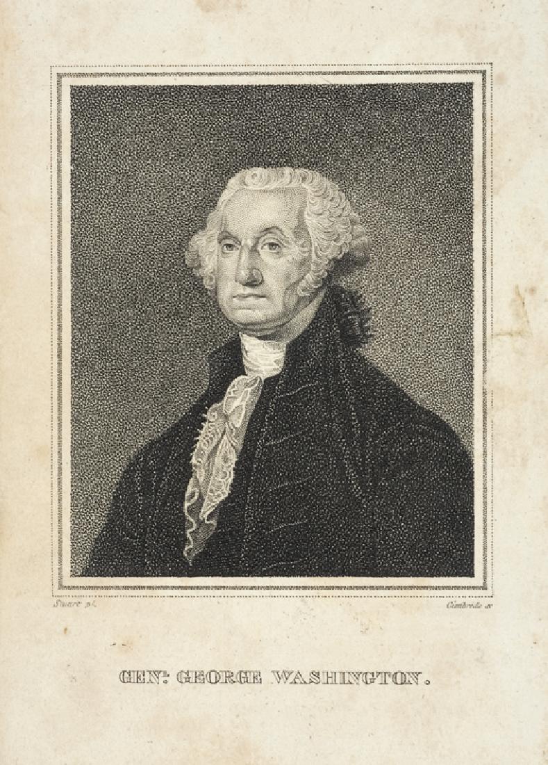 1830 George Washington Print After Gilbert Stuart: Washington Related George Washington Print After a Painting by Gilbert Stuart c. 1830s Engraved Print titled, "GENL. GEORGE WASHINGTON," After a Painting by Gilbert Stuart, Very Fine. This Engraved Po