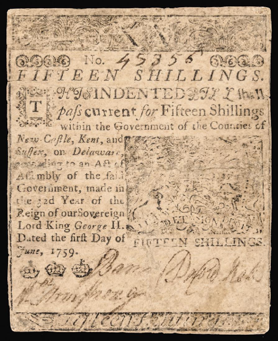 Colonial Currency, BENJAMIN FRANKLIN Printed DE. (1 of 2)