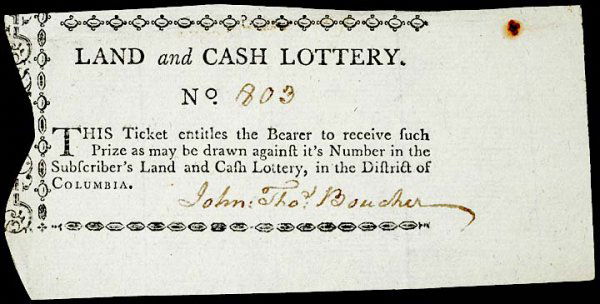 Colonial Lottery Ticket, c. 1790, DC, Land - Cash: Colonial LotteryRare c. 1790 District of Columbia “Land and Cash Lottery” c. 1790, District of Columbia, “Land and Cash Lottery,” Choice Crisp Uncirculated. A beautiful quality