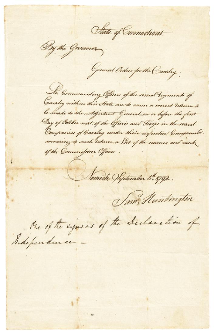 SAMUEL HUNTINGTON Signed Cavalry Military Orders (1 of 3)
