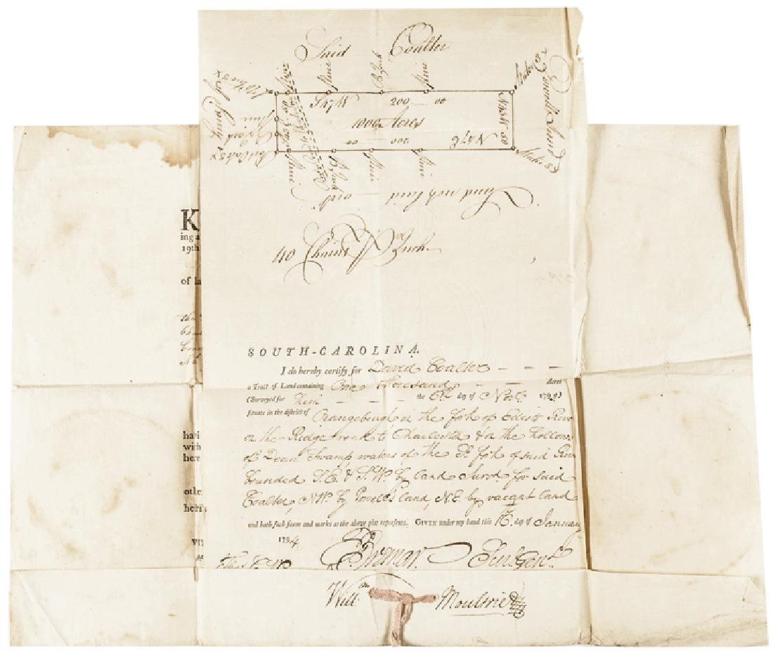 1794 WILLIAM MOULTRIE Signed Land Grant Document (1 of 7)