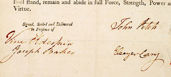 JOHN FITCH, Signature on a Debtor Bond, 1777 - 2