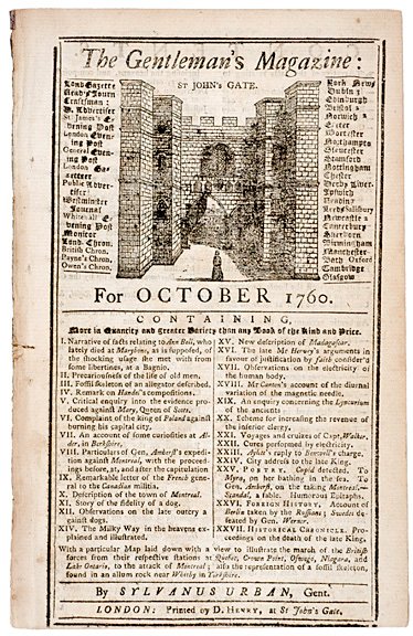 1760, THE GENTLEMANS MAGAZINE, London, England