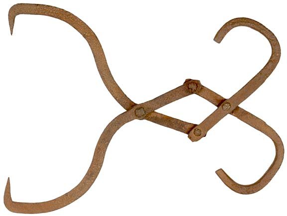 Hand-forged Cannonball Iron Tongs, c. 1775