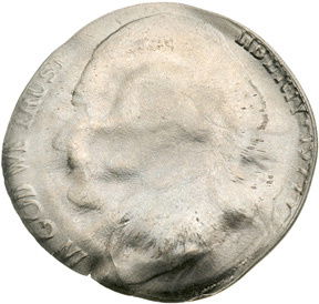 Capped Die Error 1977-D Jefferson Nickel Ch. BU: Error CoinsCapped Die Error 1977-D Jefferson Nickel Choice BU 1977-D Jefferson Nickel, Reverse Capped Die Error, Struck Multiple Times, Choice BU. This strange looking 1977-D Jefferson Nickel was appa