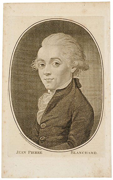 1785 Print of Jean P. Blanchard: PrintsPilot of the First Hot Air Balloon Flight on November 30, 1784 1785 Print: “JEAN PIERRE BLANCHARD,” By J. Sewell, London, England, Choice Very Fine. 6.25” x 4.5” uncolore