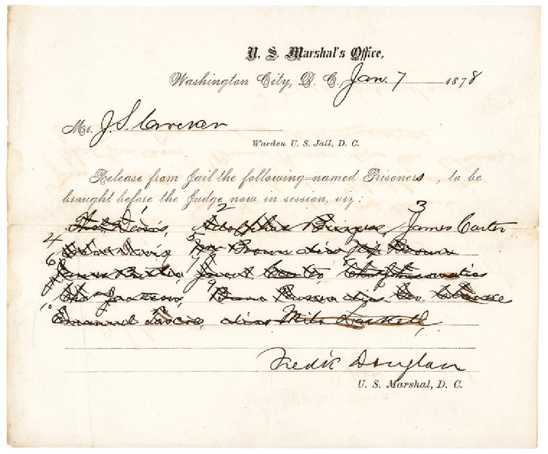FREDERICK DOUGLASS Signed Prison Release Order (1 of 3)