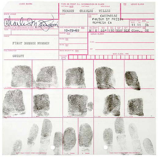 Charles Manson's Fingerprint Card