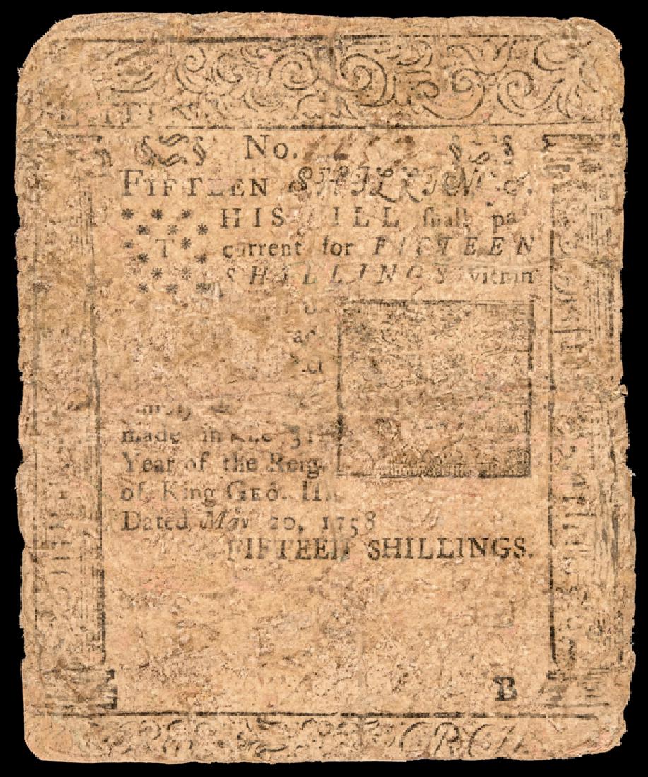 Colonial Currency. PA. May 20, 1758 BEN FRANKLIN (1 of 2)