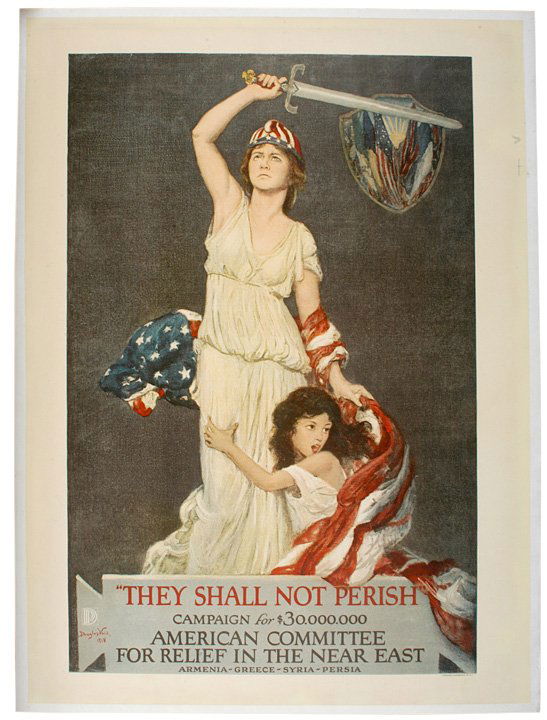 1918, World War I, Relief in the Near East Poster: PostersUnusual World War I Poster Relief in the Near East 1918, World War I, Relief in the Near East Poster, They Shall Not Perish" by Douglas Volk, Choice Extremely Fine. This outstanding First World