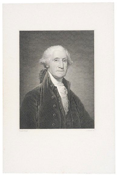 Print GEORGE WASHINGTON, after Gilbert Stuart: Washington RelatedPrint of George Washington, after a painting by Gilbert Stuart, Engraved by C. Burt, Choice Extremely Fine. 5" x 3.8" uncolored steel engraving, on sheet 8.75" x 5.75.