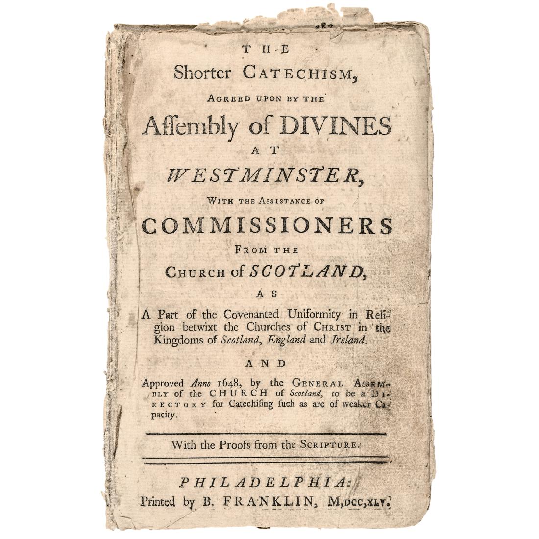 1745 BENJAMIN FRANKLIN Rare Religious Imprint