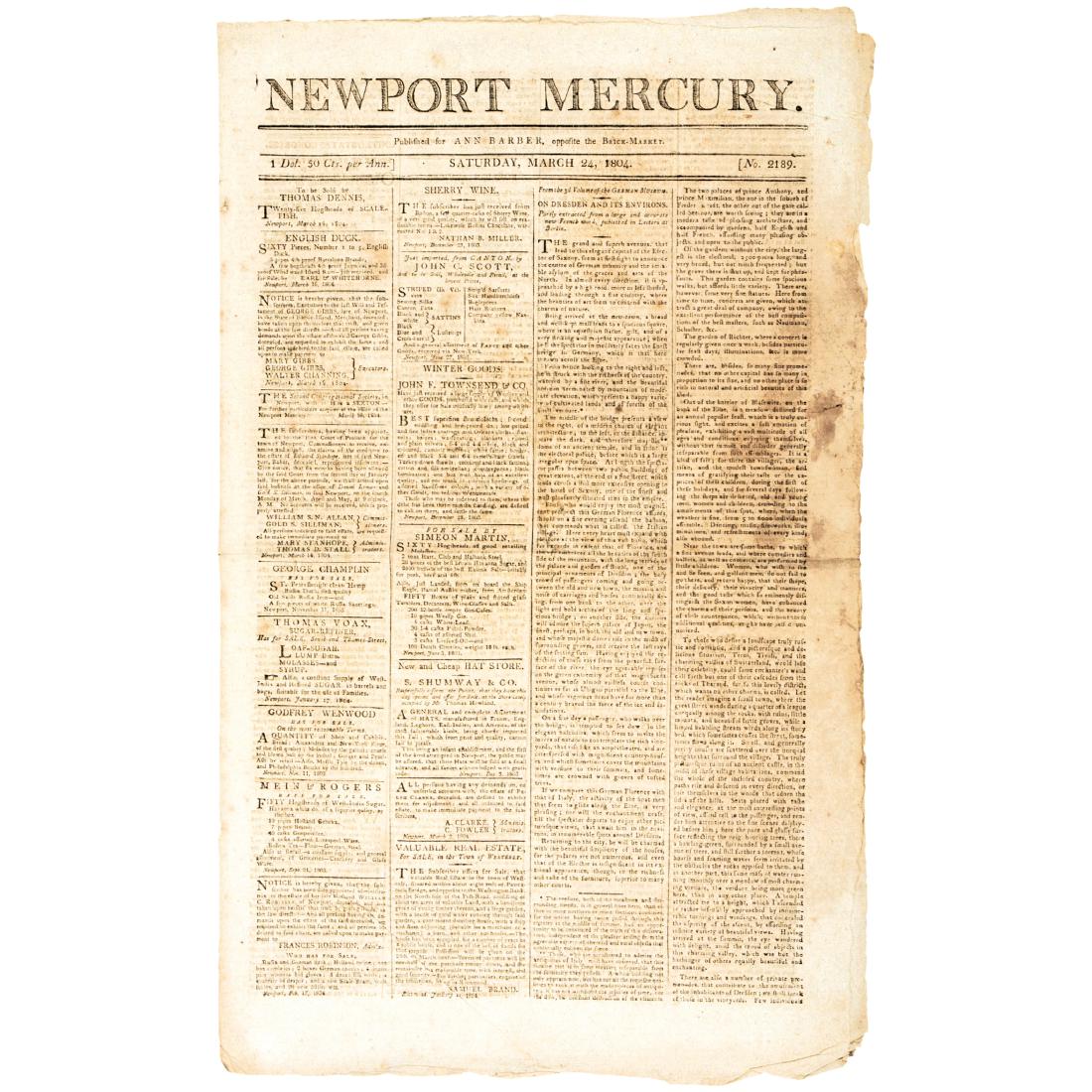 1804 Newspaper: Jefferson’s Speech on Louisiana! (1 of 3)