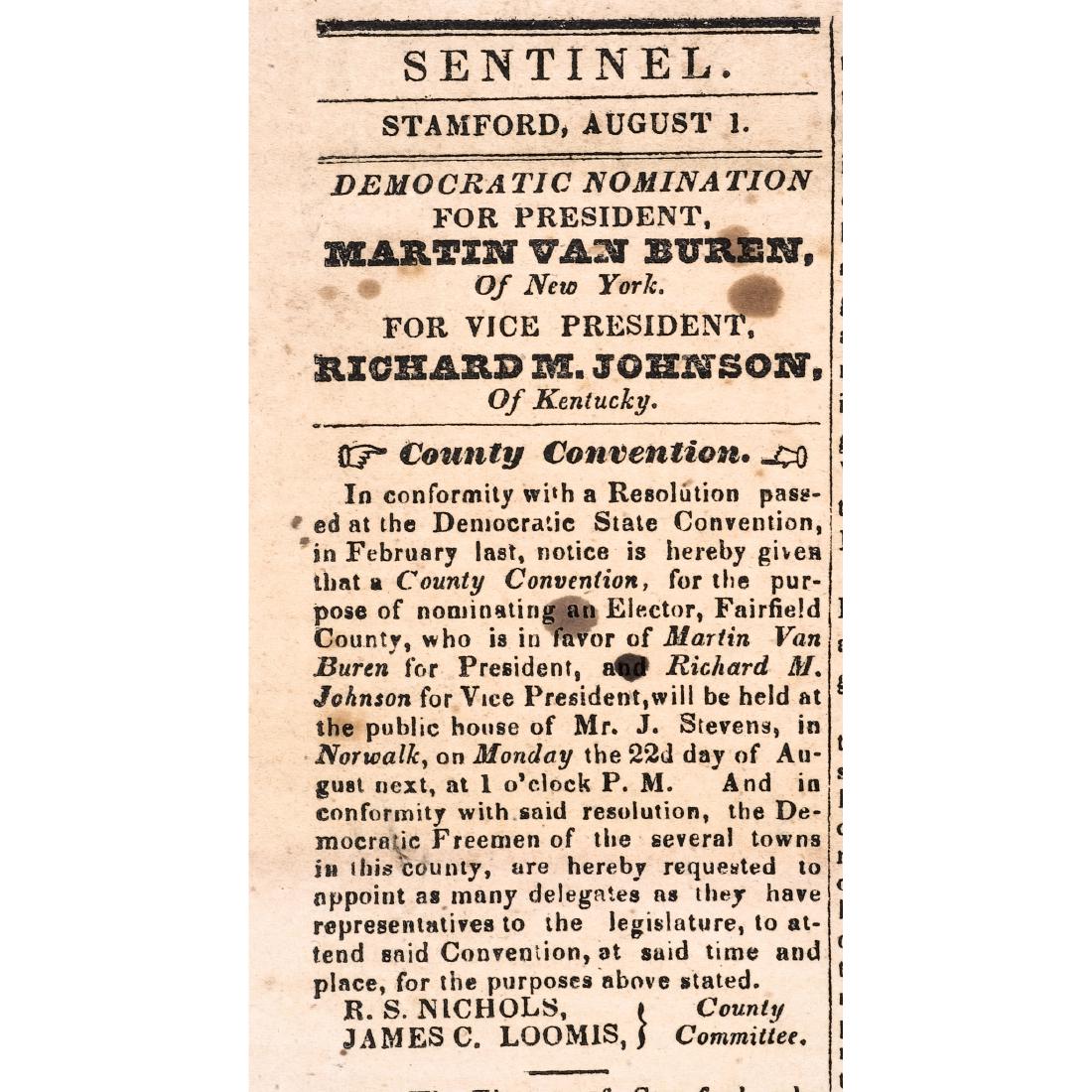 1836 Martin Van Buren Political Campaign Broadside (1 of 3)