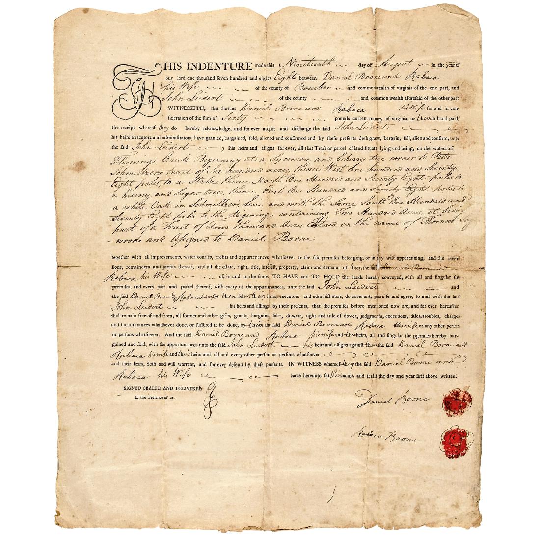1788 DANIEL BOONE + REBECCA BOONE Signed Deed (1 of 10)