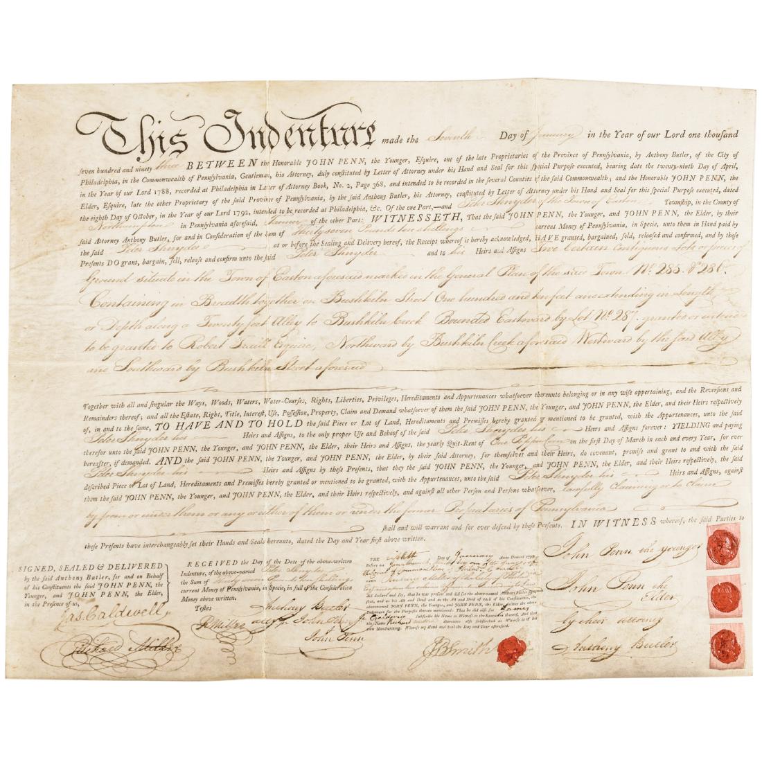 1793 John Penn Elder/Younger Attorney Signed Deed (1 of 8)