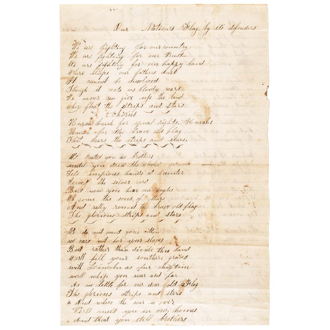 Civil War Poem Our Nations Flag by its Defenders (1 of 2)