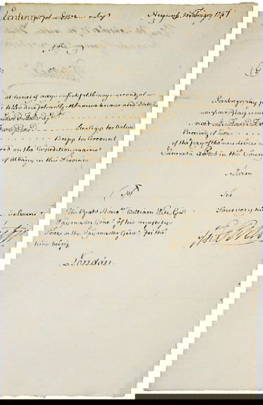 Gov. George Clinton Signed Document 1747: AutographsGeorge Clinton Document With King George’s War Content GEORGE CLINTON, Colonial Governor of New York.; Later Admiral in the British Navy. Manuscript Document Signed, “G: Clinton&