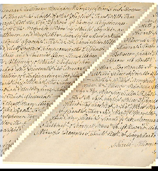 Charles Thomson Signed Letter, 1776: Autographs1776 Dated Letter Calling For The Last Peace Conference Between Britain and America !! ( Our Back Cover Photo Piece ) CHARLES THOMSON, First Secretary of the Continental Congress. One page