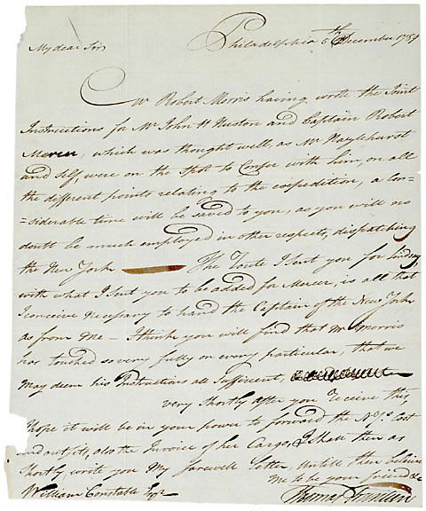 Thomas Truxtun Autograph Letter Signed 1789: AutographsAmerican Naval Hero “Thomas Truxtun” Letter Mentions The Declaration of Independence and Signer Robert Morris! THOMAS TRUXTUN, American Revolutionary Naval Hero, One of the First