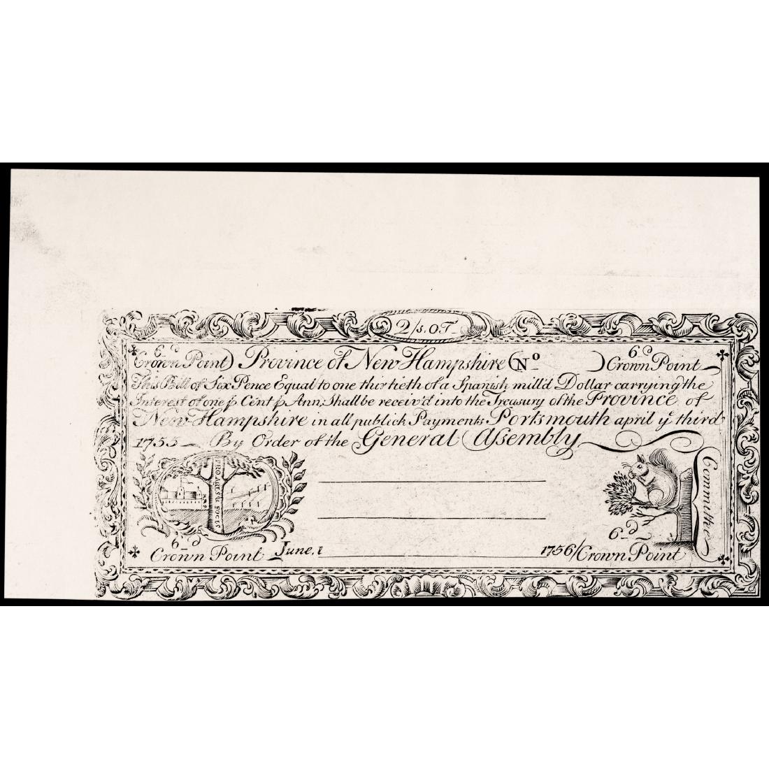 Colonial Currency NH April 3, 1755 Colonial Report from the Dominion of
