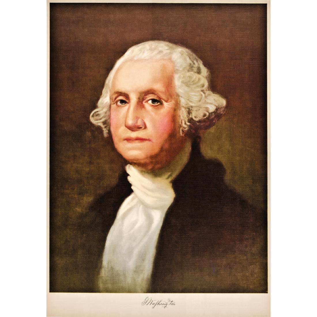1932, Color Lithograph of George Washington: Washington Related Wonderful "George Washington" Color Lithograph of 1932 1932, Color Lithograph of George Washington, After the Painting by Gilbert Stuart, Edwards & Deutsh Litho Co., Chicago, Illino