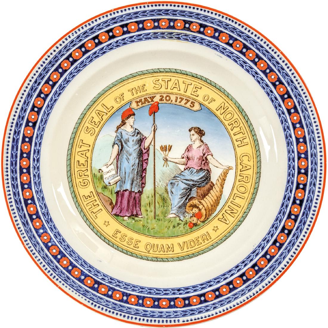 c. 1871 STATE of NORTH CAROLINA Wedgwood Plate (1 of 3)