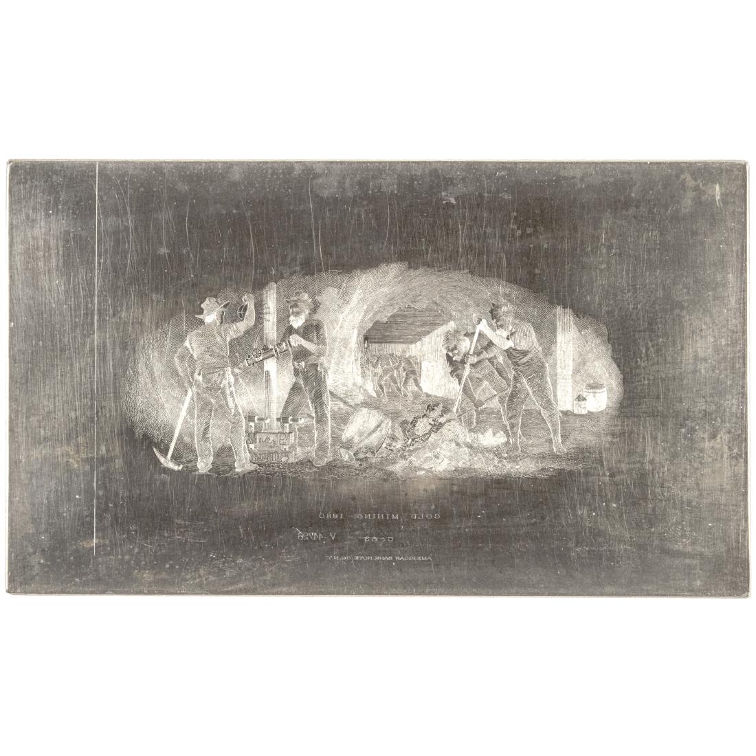 Gold Mining-1880. Titled Engraved Printing Plate! (1 of 2)
