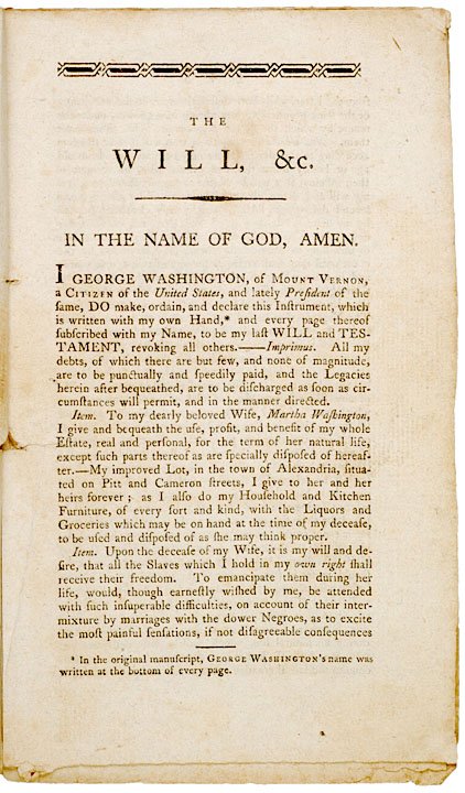 Printing of George Washingtons Last Will, 1800  - 2