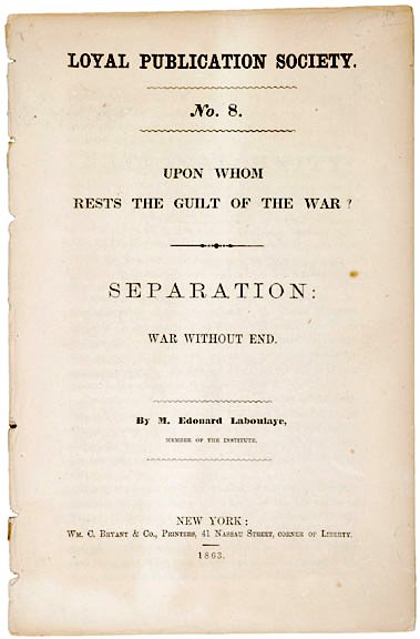 Who is to Blame for Civil War - 1863 Pamphlet