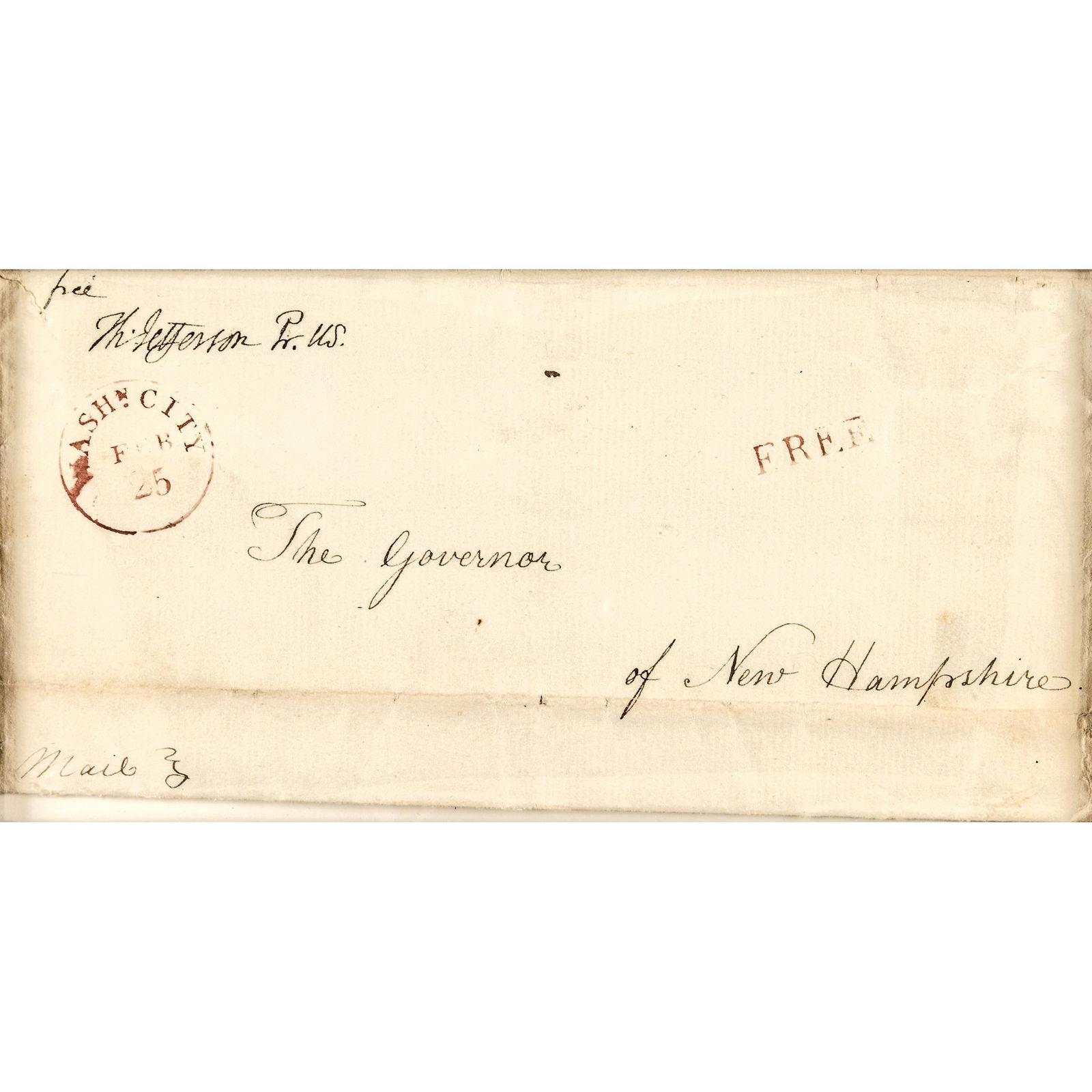 THOMAS JEFFERSON as President Free Franked Address Leaf (1 of 4)