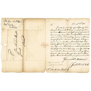 1783 Col. JOSEPH HART Letter to John Nicholson: American Revolution 1783 Colonel JOSEPH HART Writes to John Nicholson Comptroller General at Philadelphia on Fiscal Accounting June 24th, 1783-Dated Revolutionary War Autograph Letter Signed, "Joseph