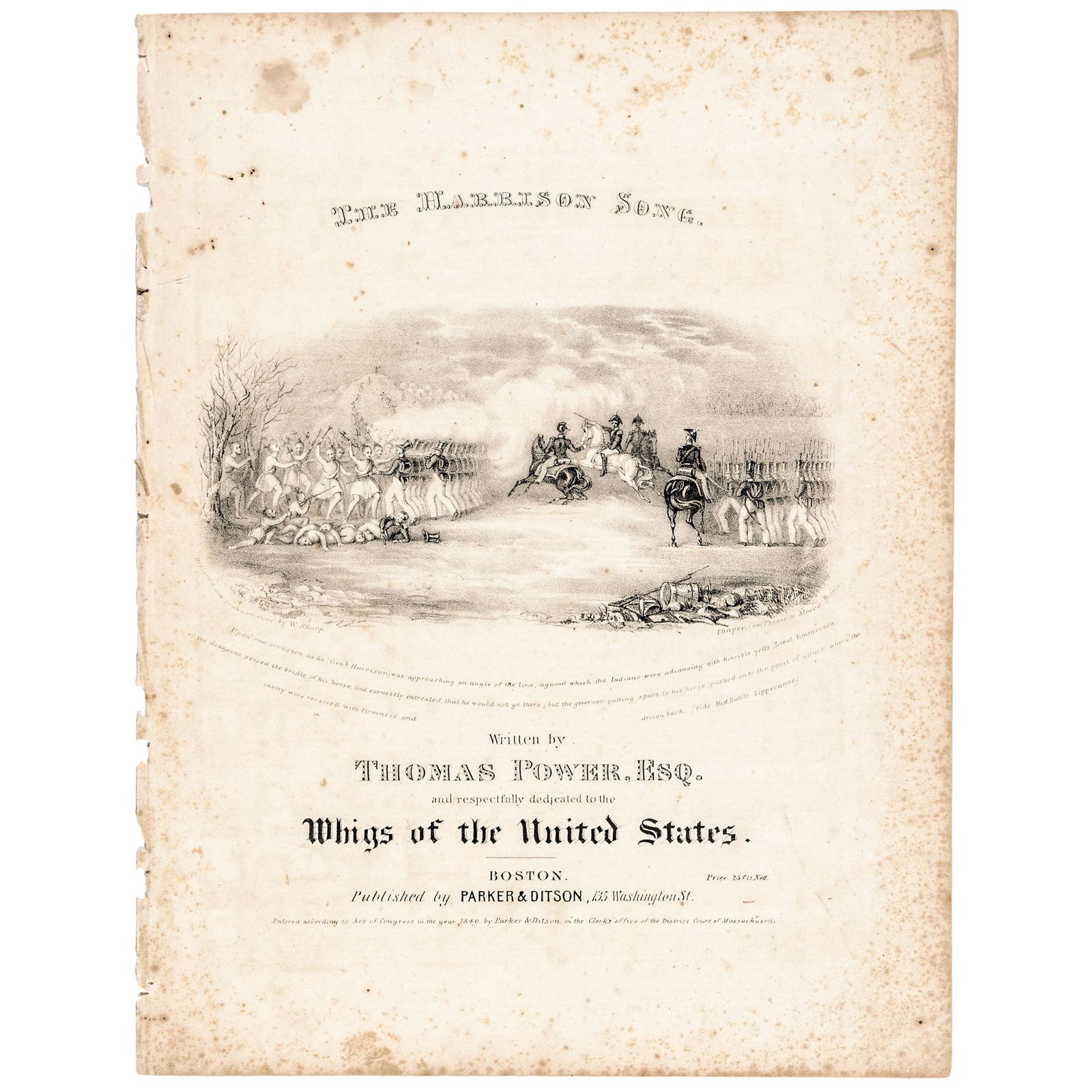1840 Historic Sheet Music Battle of Tippecanoe Dec 07, 2019 Early