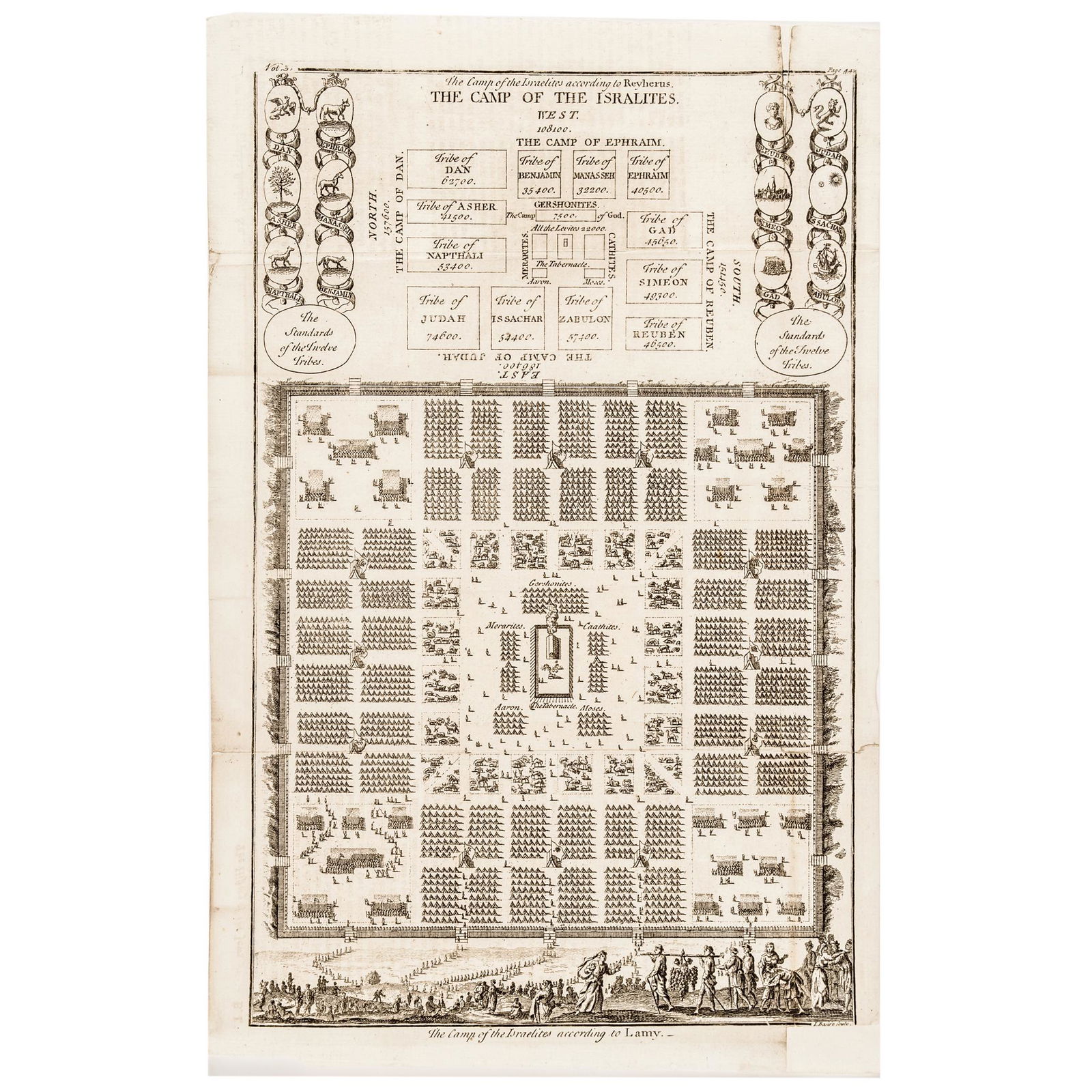 c1750 Judaica Engraving THE CAMP OF THE ISRALITES (1 of 4)