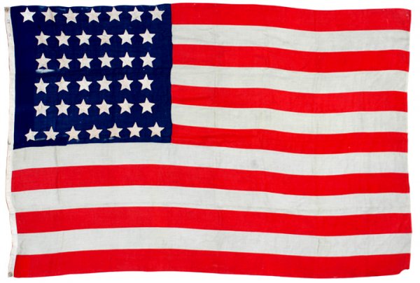 1876, 38-Star American Flag: Pattern 7-6-6-6-7