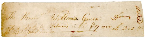 Governor WILLIAM GREENE, 1755 Document Signed