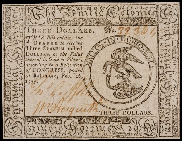 Continental Currency, Feb. 26, 1777, 9 Notes