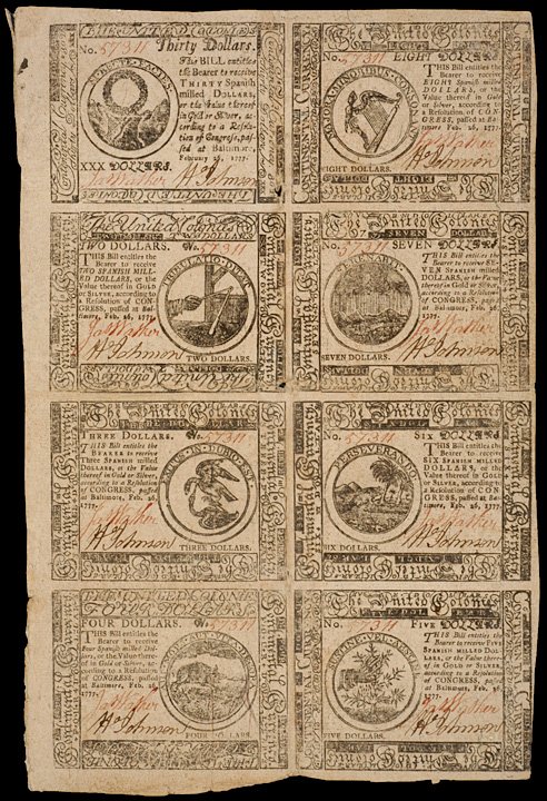 2-26-1777, Uncut Sheet Blue Counterfeit Detectors