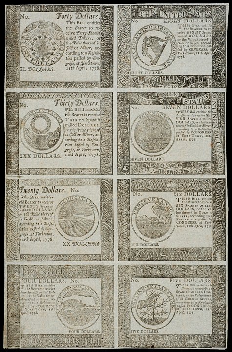 Uncut Sheet, April 11, 1778 "York-Town" 9th Issue