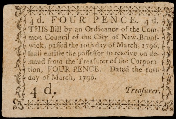 Colonial Currency, NJ, 1791, 1796, 3 Notes